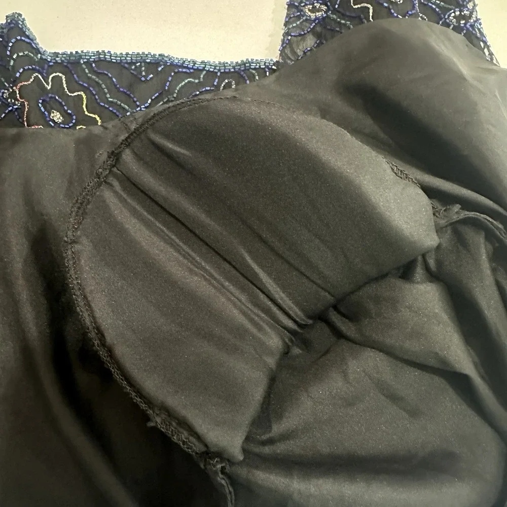 Vintage Stenay Jacket 100% Silk Sequin Beaded Black Formal Evening‎ Women's XL?